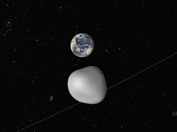 Illustration of Earth and a space object.