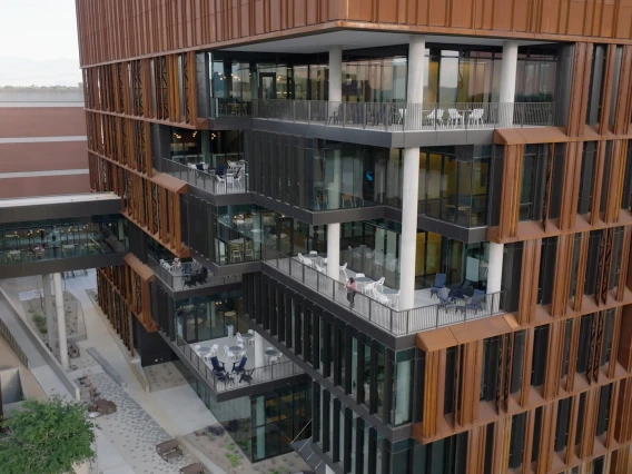 Image of the GCRB building and balconies.