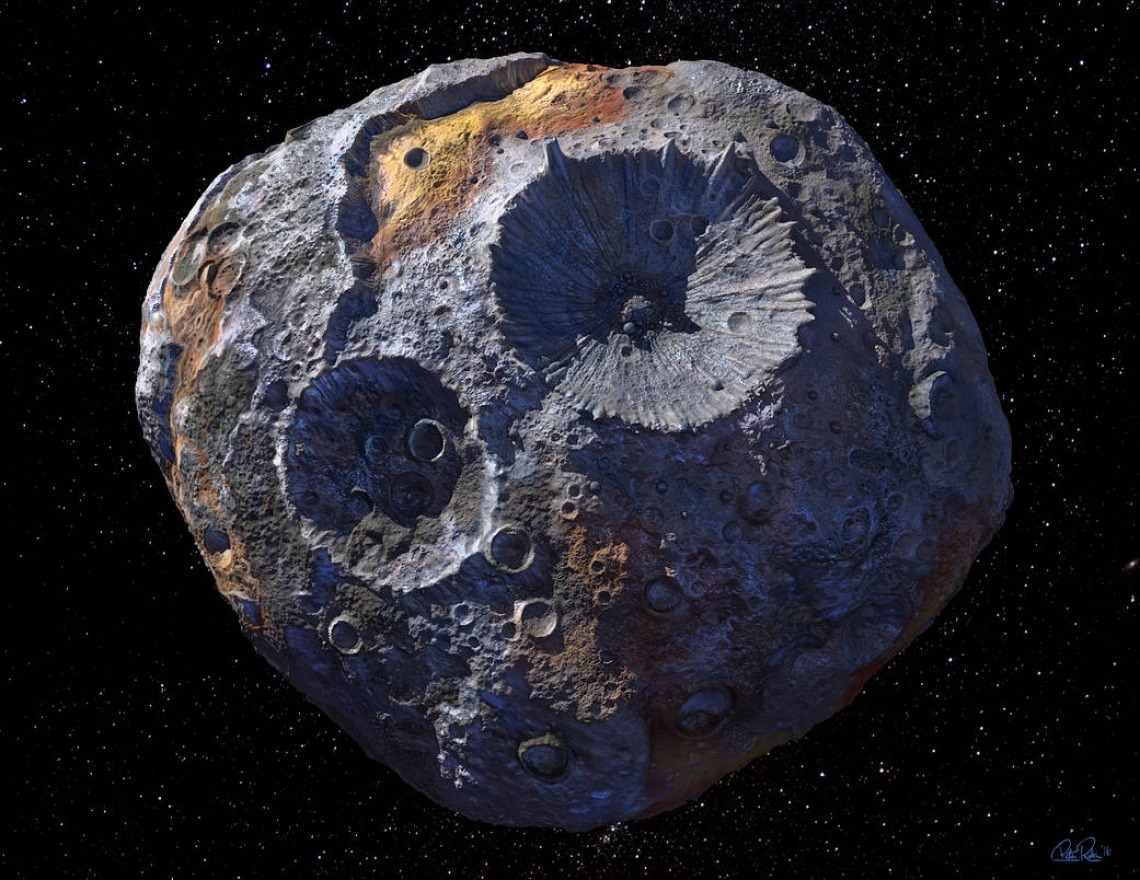 An artist’s concept of asteroid 16 Psyche.