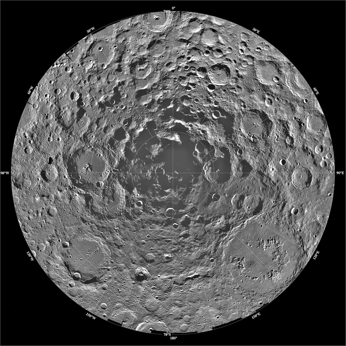 Photo of the Moon's south pole