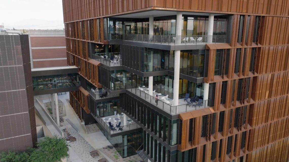 Image of the GCRB building and balconies.