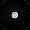 Computer-generated image showing objects in Low Earth Orbit.